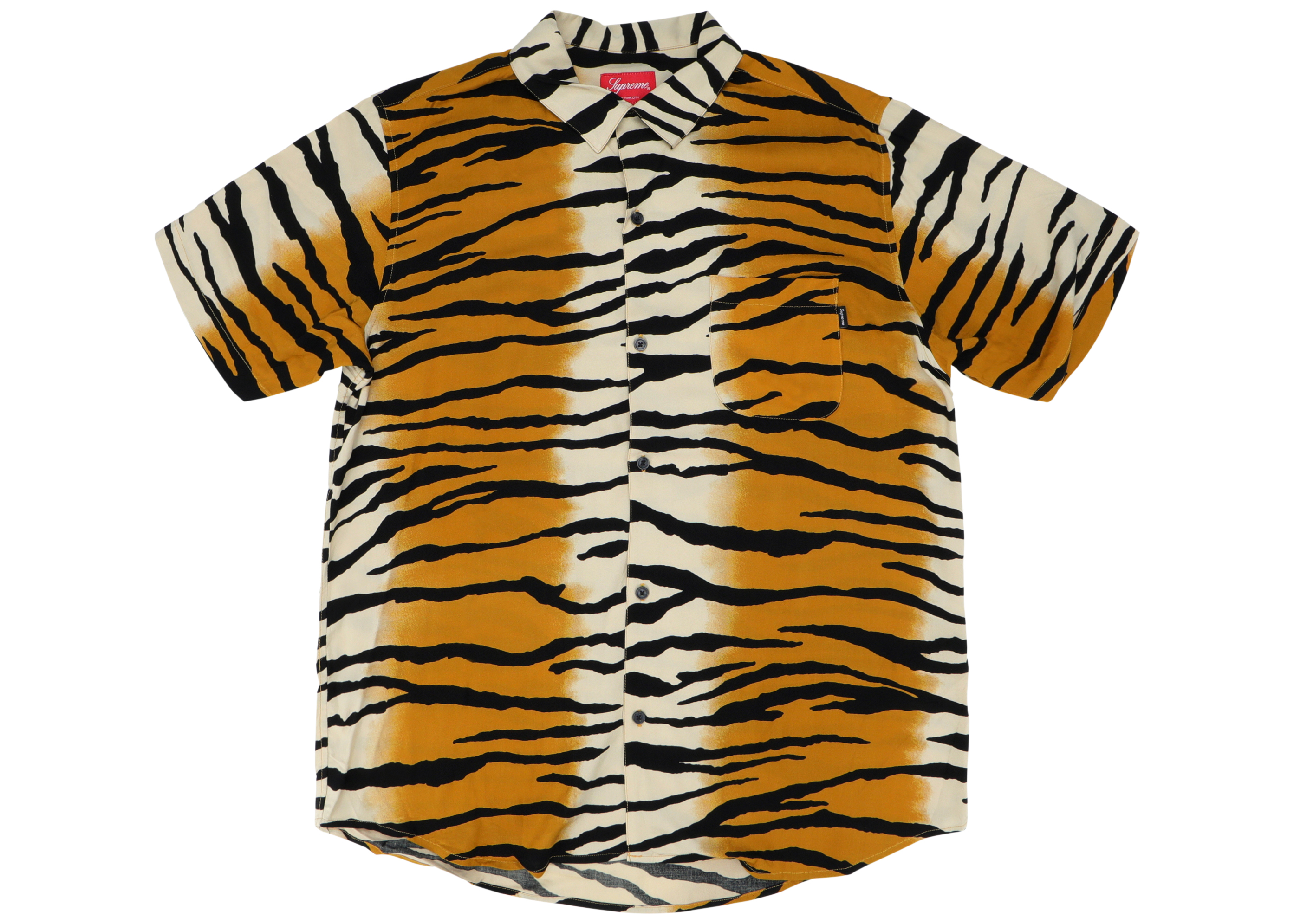 Supreme Tiger Stripe Rayon Shirt Gold Men's - SS18 - US