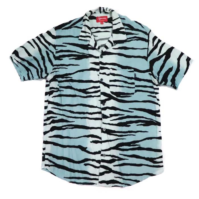 Supreme Tiger Stripe Rayon Shirt Grey Men's - SS18 - GB