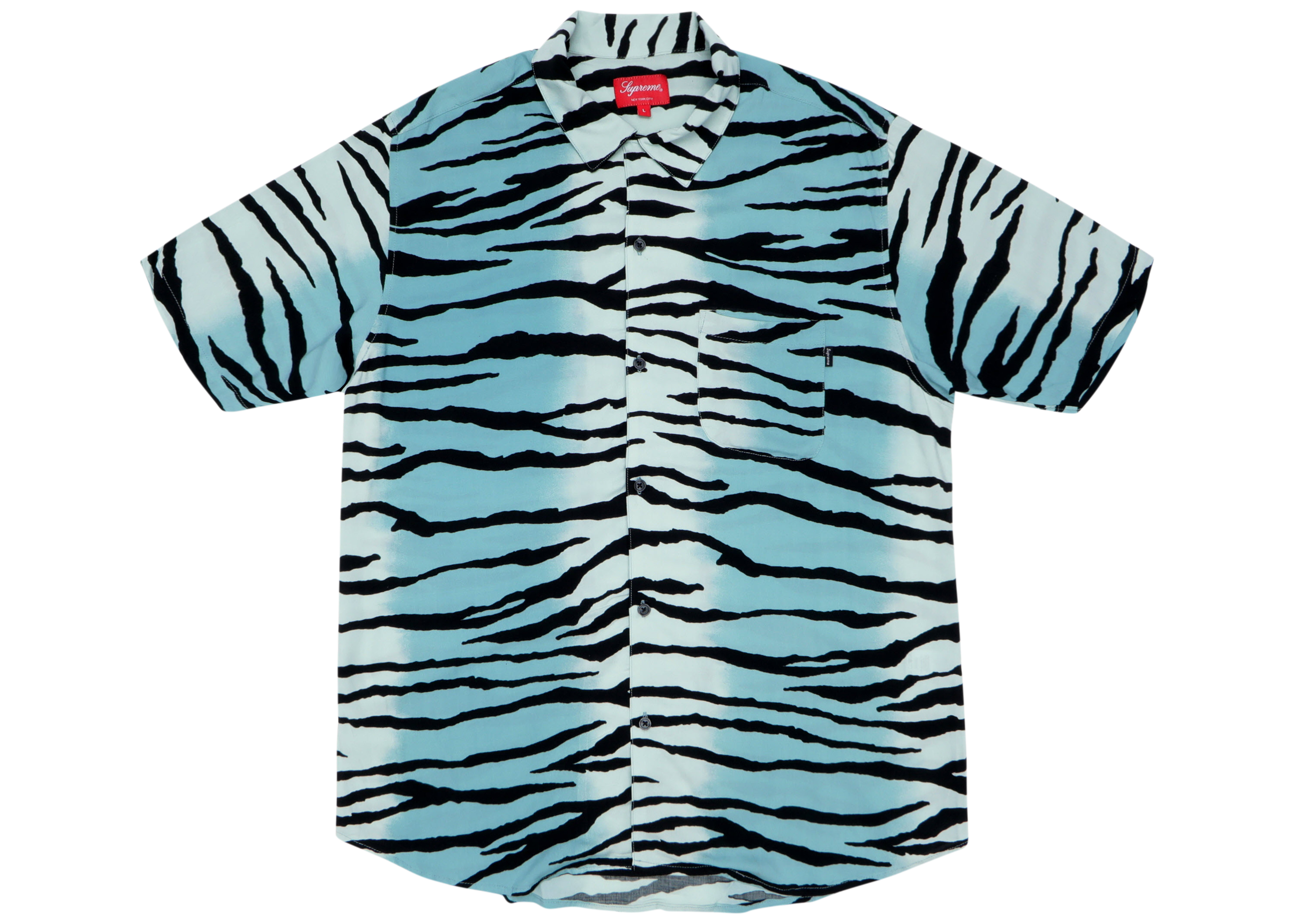 Supreme Tiger Stripe Rayon Shirt Teal Men's - SS18 - US