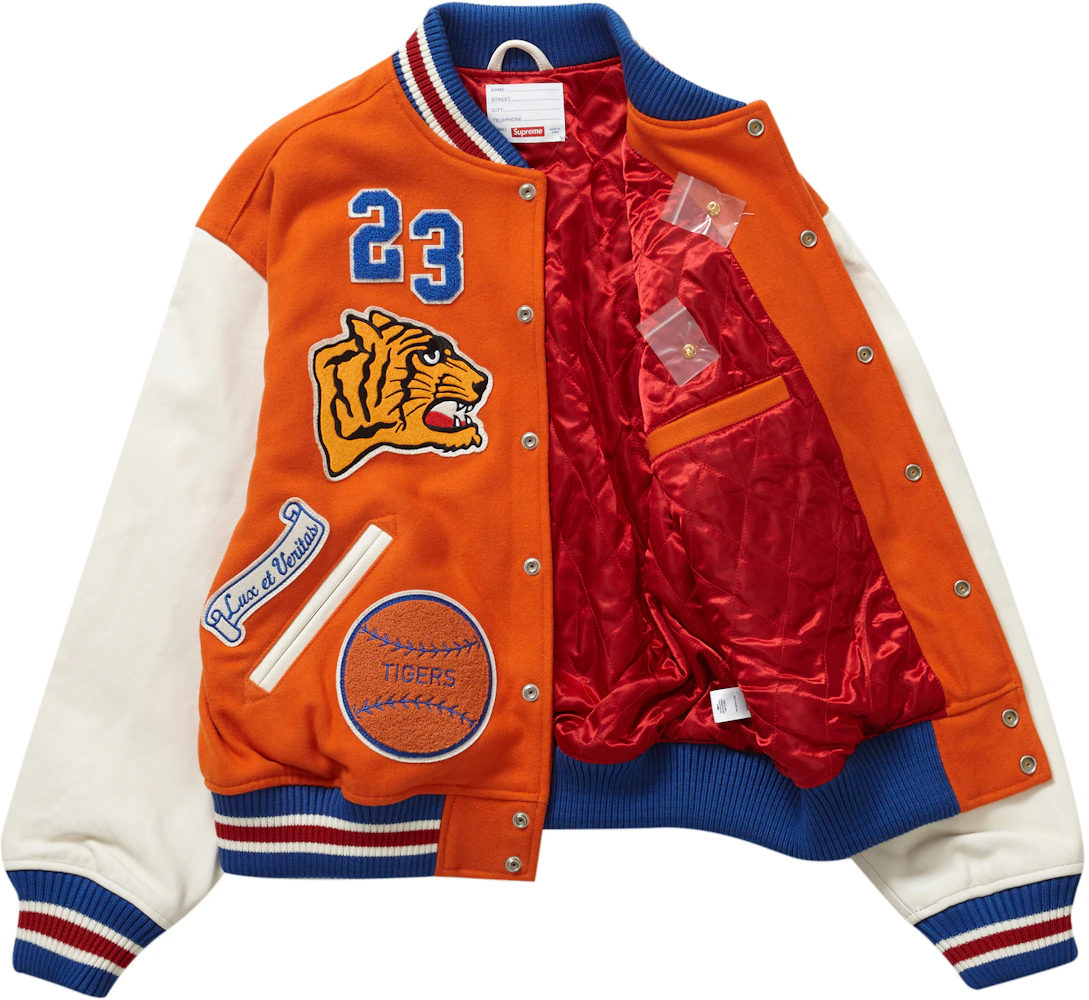 Supreme Tiger Varsity Jacket Orange Men's - FW23 - US