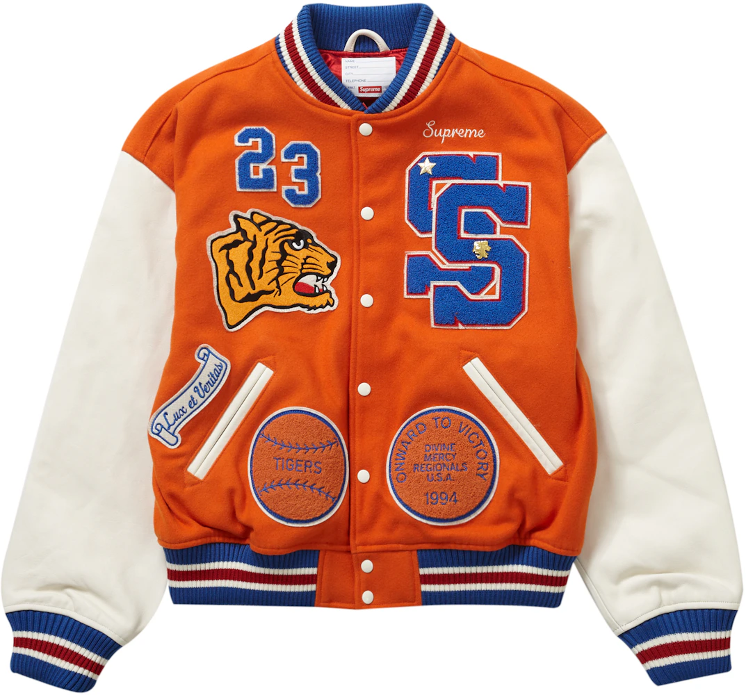 Supreme Tiger Varsity Jacket Orange Men's - FW23 - US