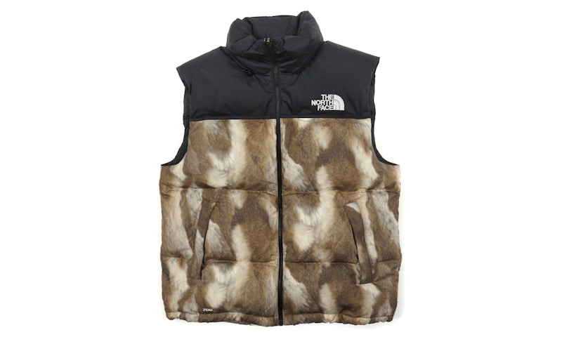 Supreme Fur Print Nuptse Vest M ノースフェイス-