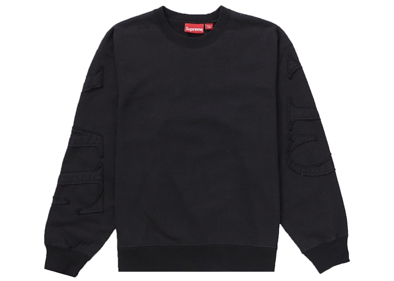 Supreme Tonal Applique Crewneck Black - SS22 Men's - US