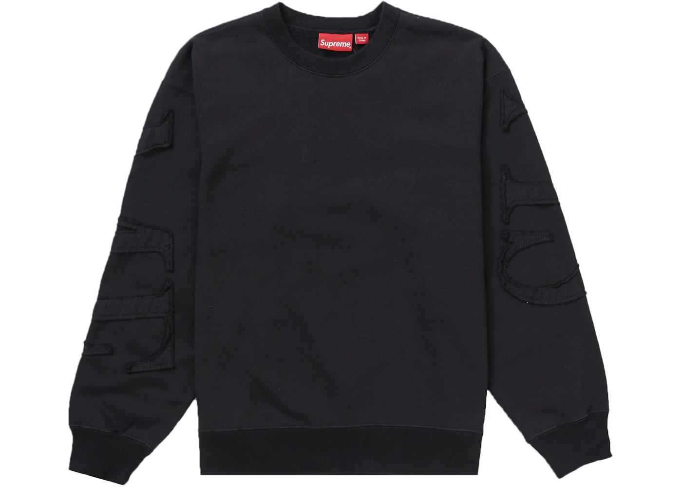 Supreme Tonal Applique Crewneck Black Men's SS22 US