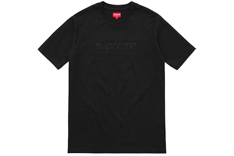 Supreme Tonal Embroidered Tee Black Men's SS16 US
