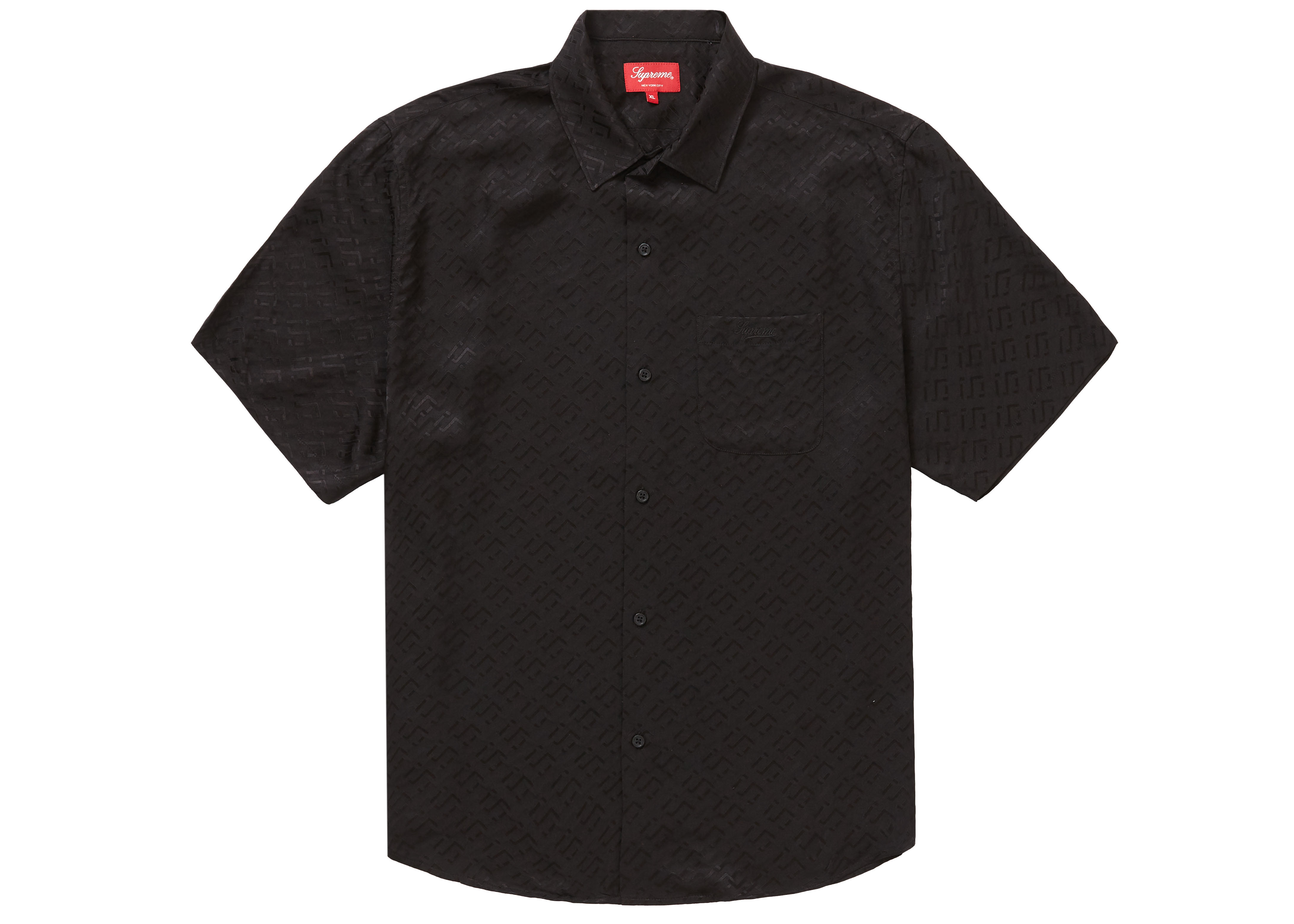 Supreme Tonal Monogram Silk S/S Shirt Black Men's - SS22 - US