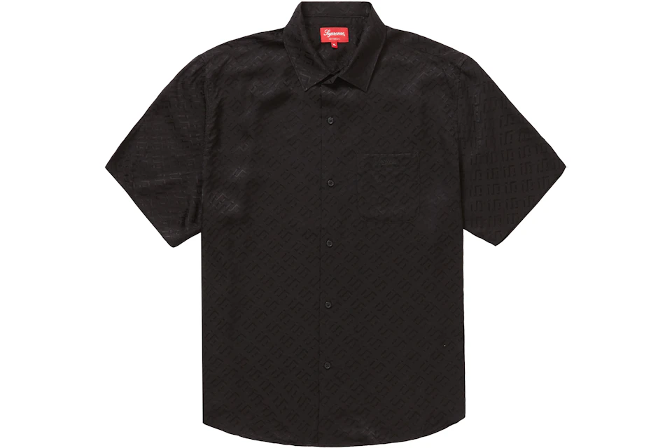 Supreme Tonal Monogram Silk S/S Shirt Black