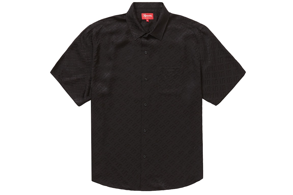 Pre-owned Supreme Tonal Monogram Silk S/s Shirt Black