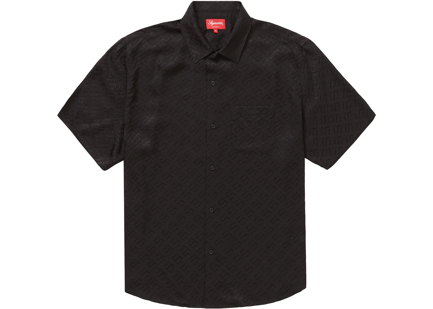 Supreme Tonal Monogram Silk S/S Shirt Black Men's - SS22 - US