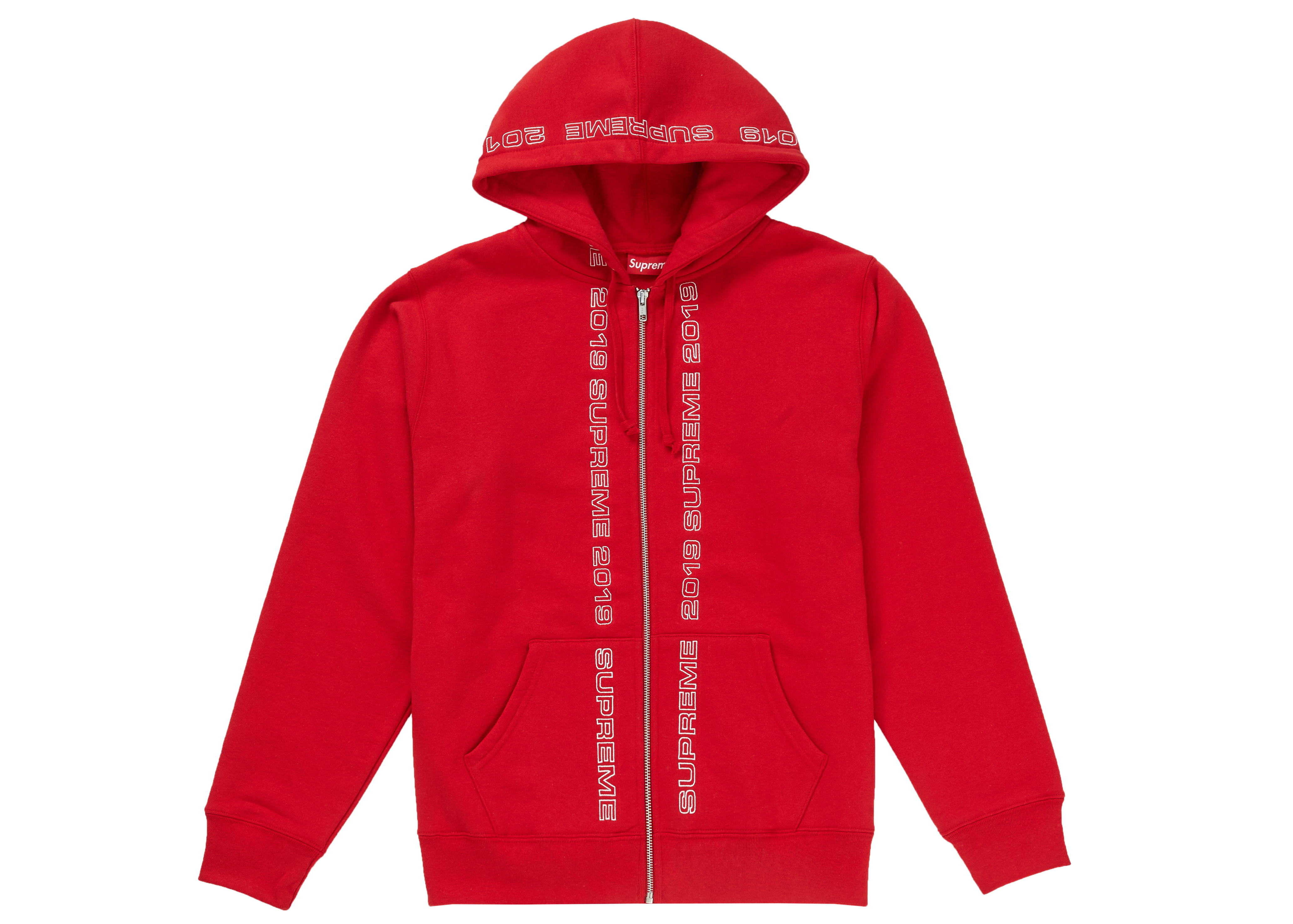 Supreme Topline Zip Up Sweatshirt Red メンズ - SS19 - JP