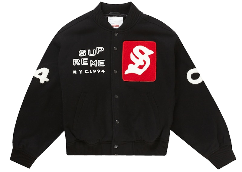 正規販売店】 XXL Supreme Tiger Varsity Jacket Black スタジャン