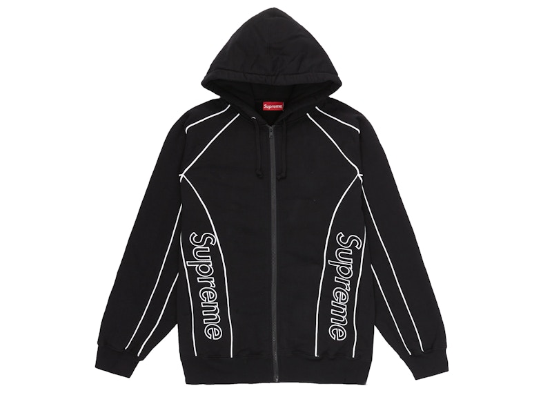 Supreme Track Paneled Zip Up Hooded Sweatshirt Black - FW21 - US