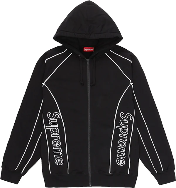 Supreme Track Paneled Zip Up Hooded Sweatshirt Black