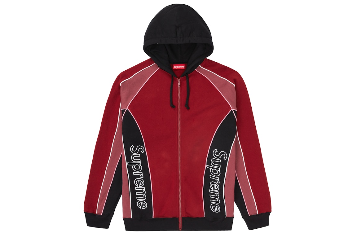 Click to view more detailed imagery on our partner's website Pre-owned Supreme Track Paneled Zip Up Hooded Sweatshirt Cardinal