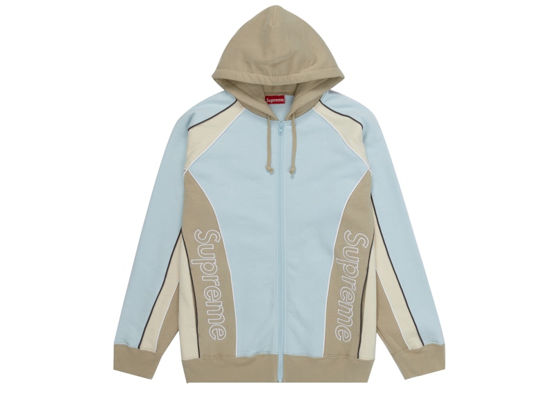 Supreme Track Paneled Zip Up Hooded Sweatshirt Pale Blue