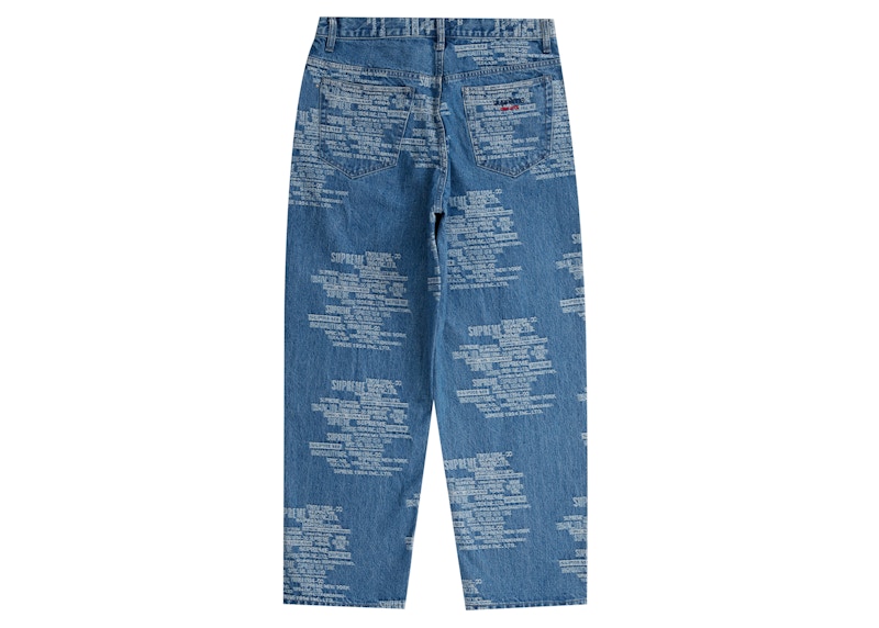 Supreme Trademark Jacquard Baggy Jean Washed Blue メンズ - SS23 - JP