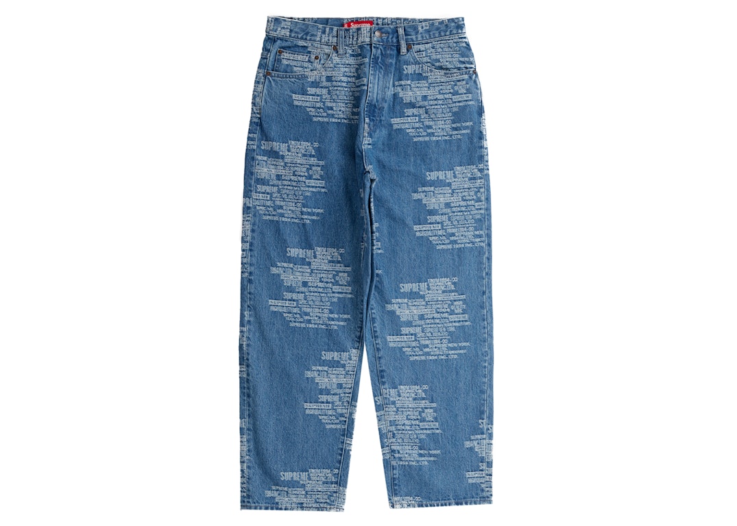 Pre-owned Supreme Trademark Jacquard Baggy Jean Washed Blue