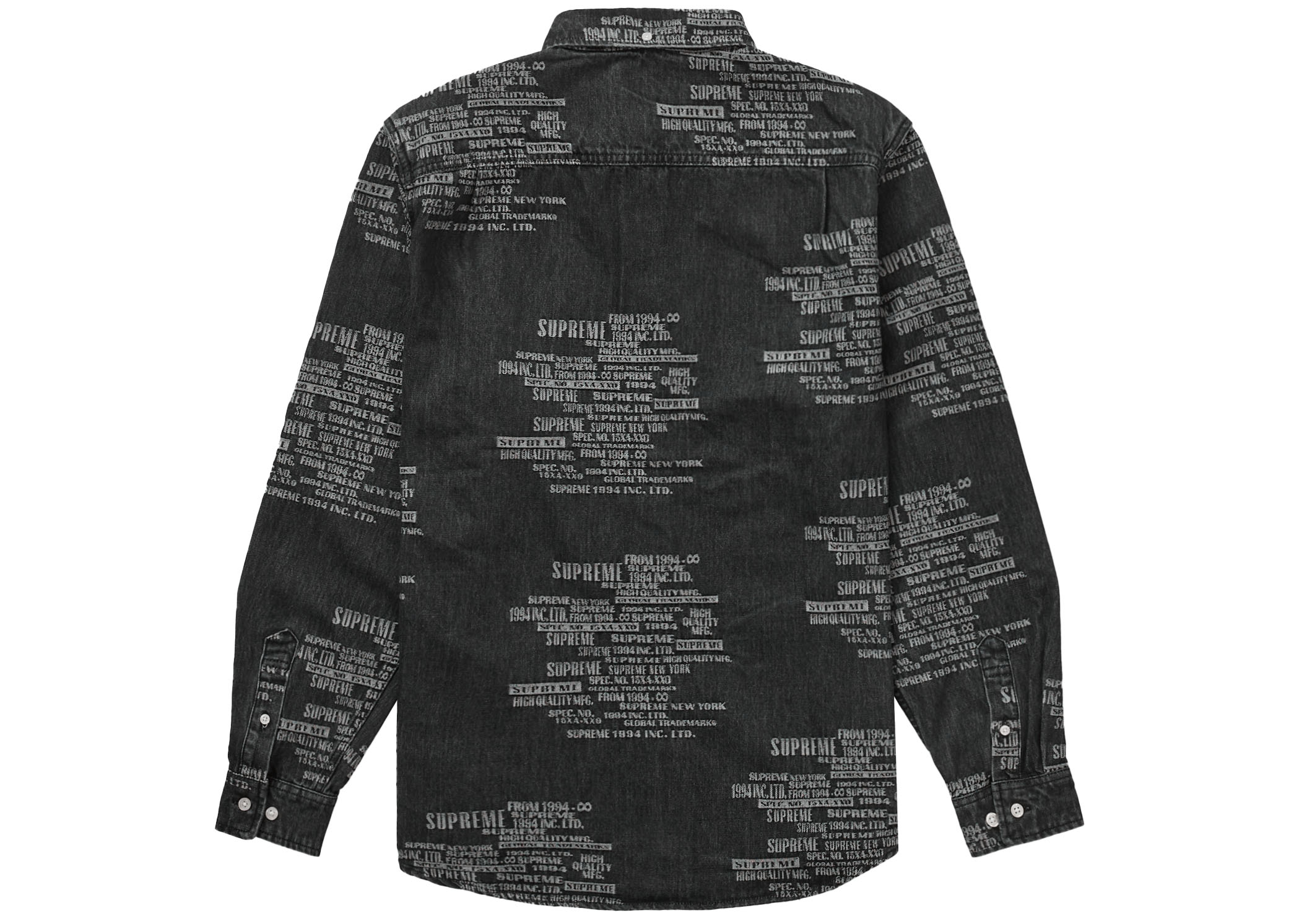 Supreme Trademark Jacquard Denim Shirt Washed Black メンズ - SS23 - JP