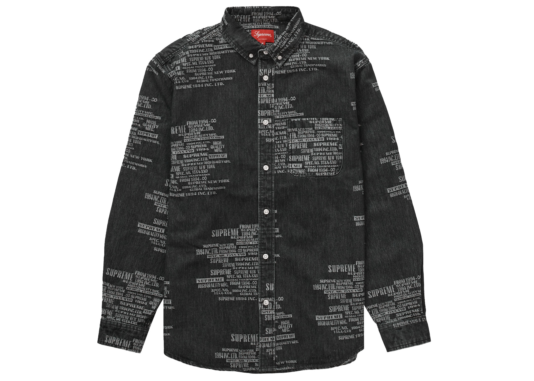Supreme Trademark Jacquard Denim Shirt Washed Black - SS23 Men's - US