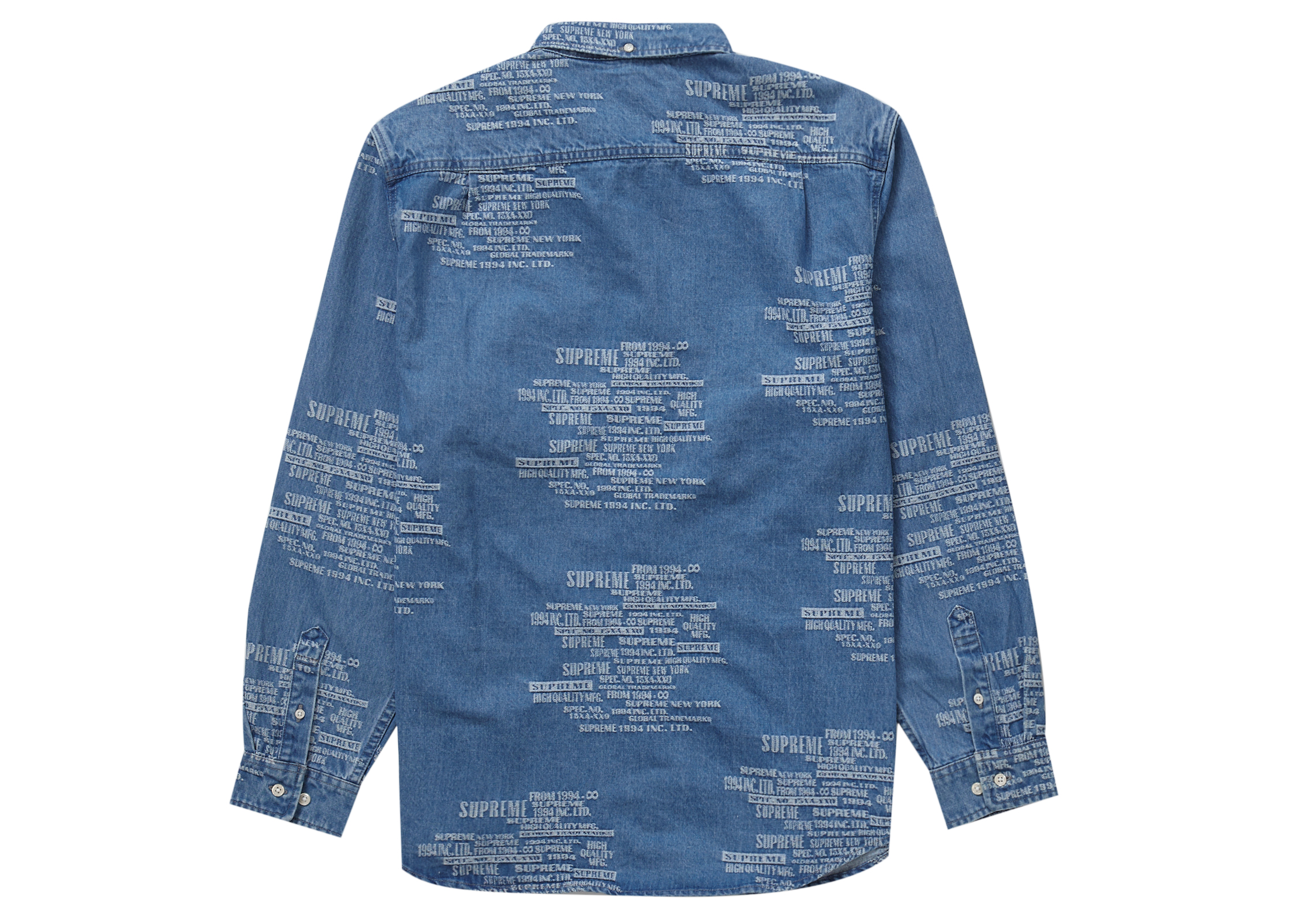 Supreme Trademark Jacquard Denim Shirt Washed Blue