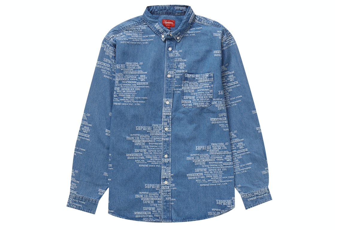 Pre-owned Supreme Trademark Jacquard Denim Shirt Washed Blue
