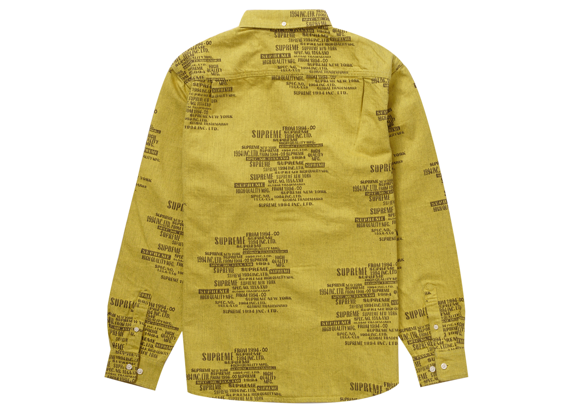 Supreme Trademark Jacquard Denim Shirt Washed Yellow Men's - SS23 - US
