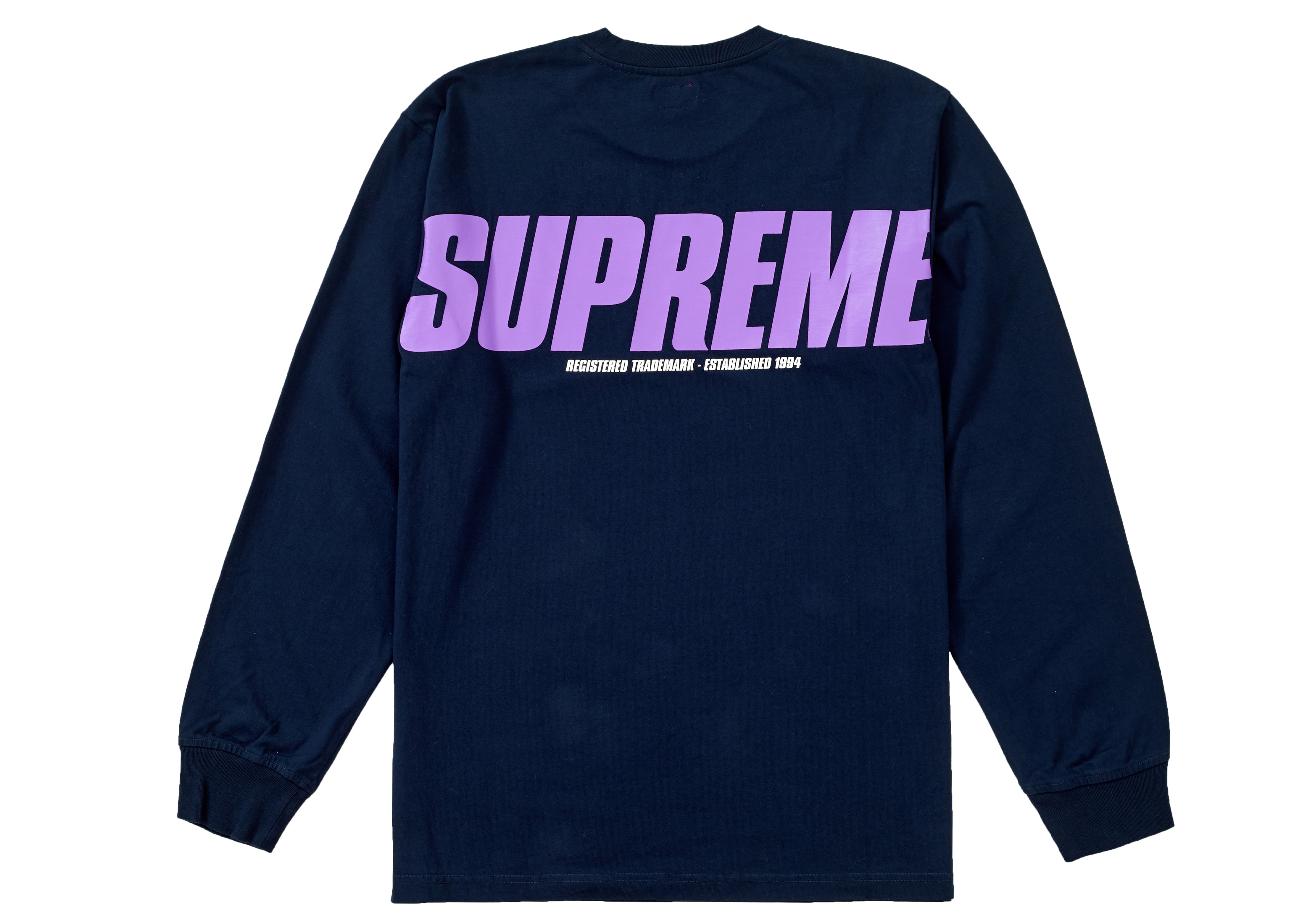 Supreme Trademark L/S Top Navy Men's - FW19 - GB