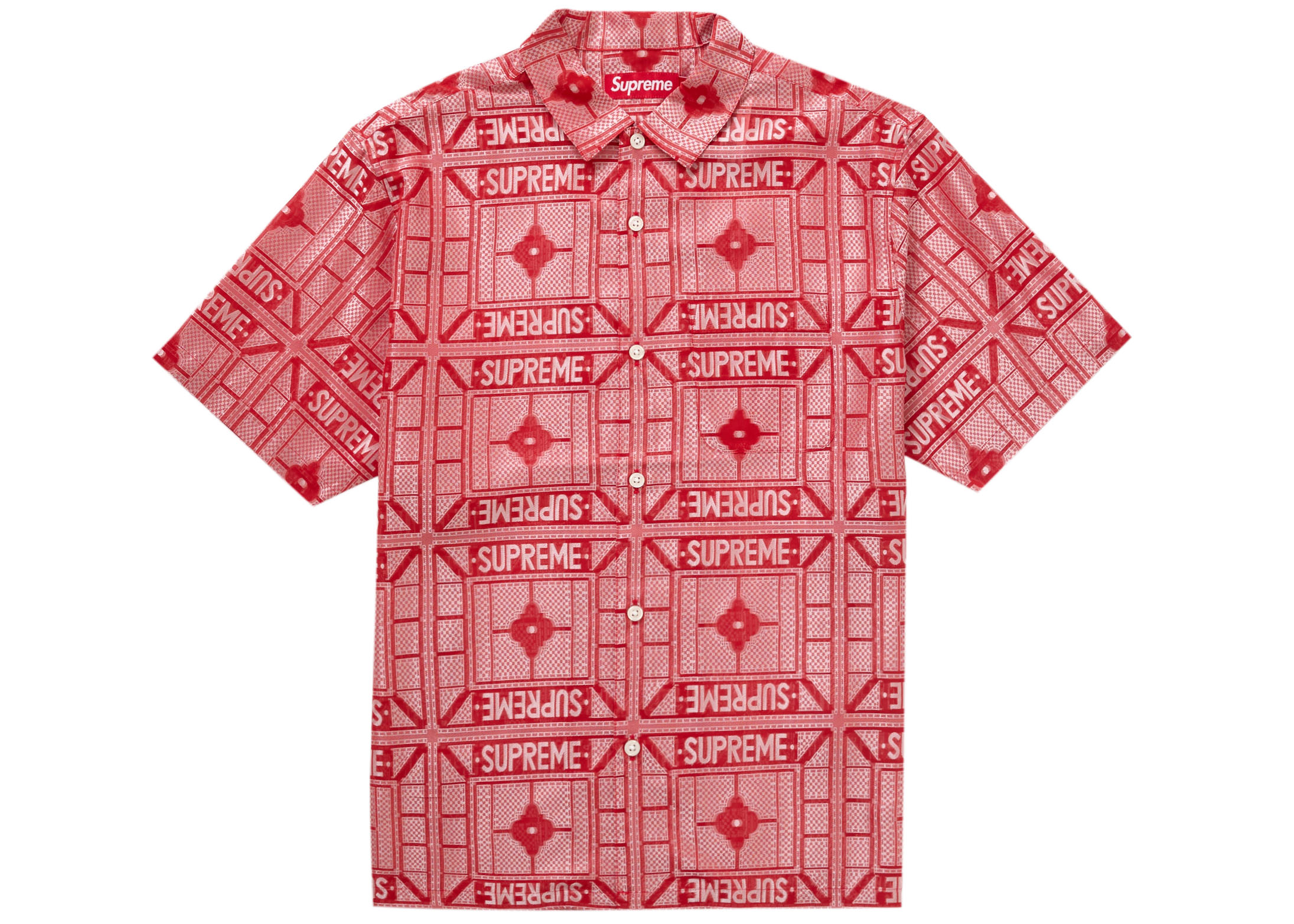 Supreme Tray Jacquard S/S Shirt Red