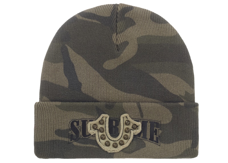 Pre-owned Supreme True Religion Beanie (fw25) Woodland Camo In Olive Camo In Green