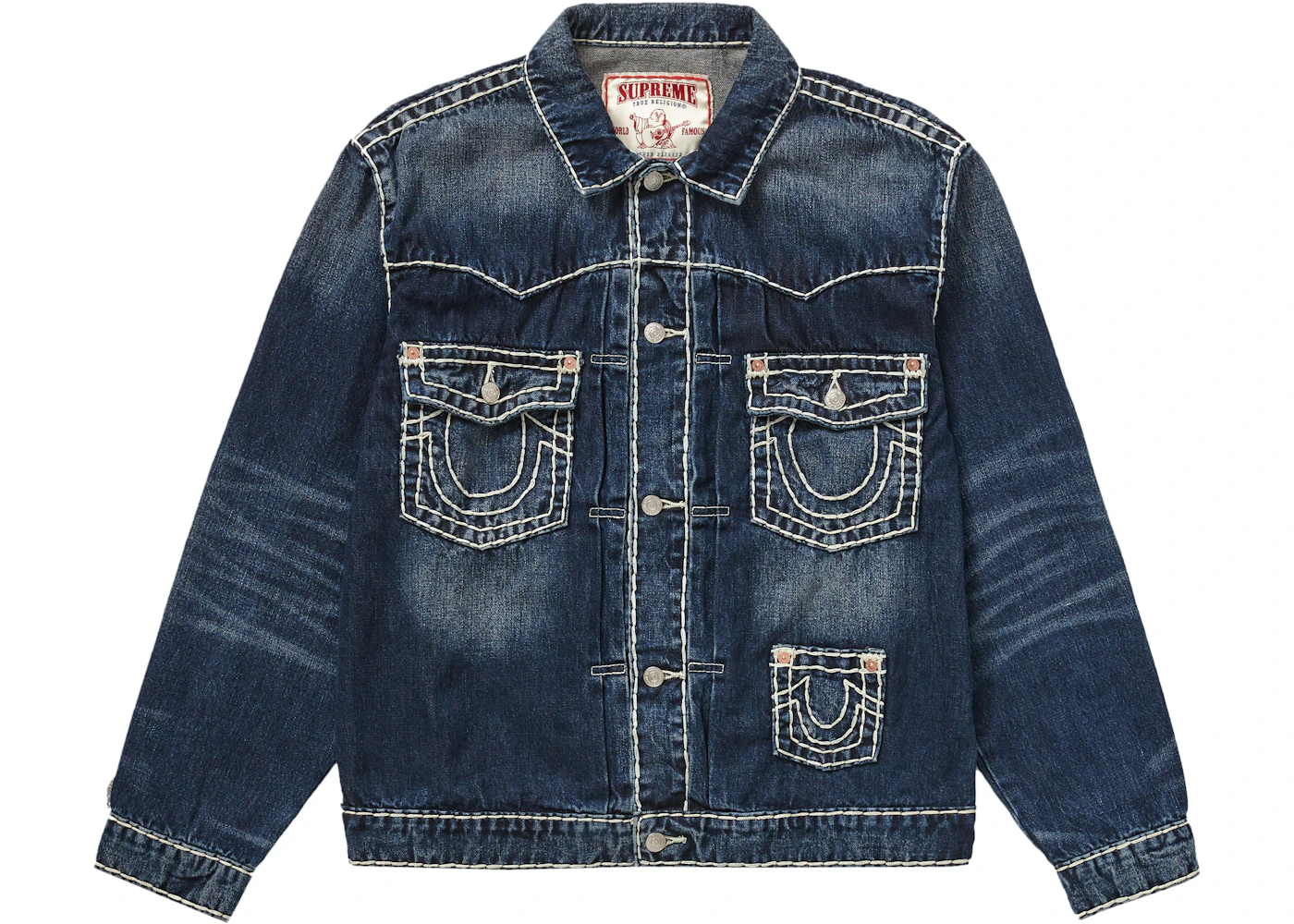 Supreme True Religion Denim Trucker Jacket Washed Blue Men's