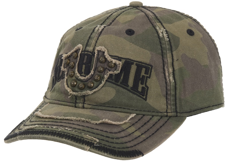 Pre-owned Supreme True Religion Mesh Back 6panel Woodland Camo In Olive Camo In Green