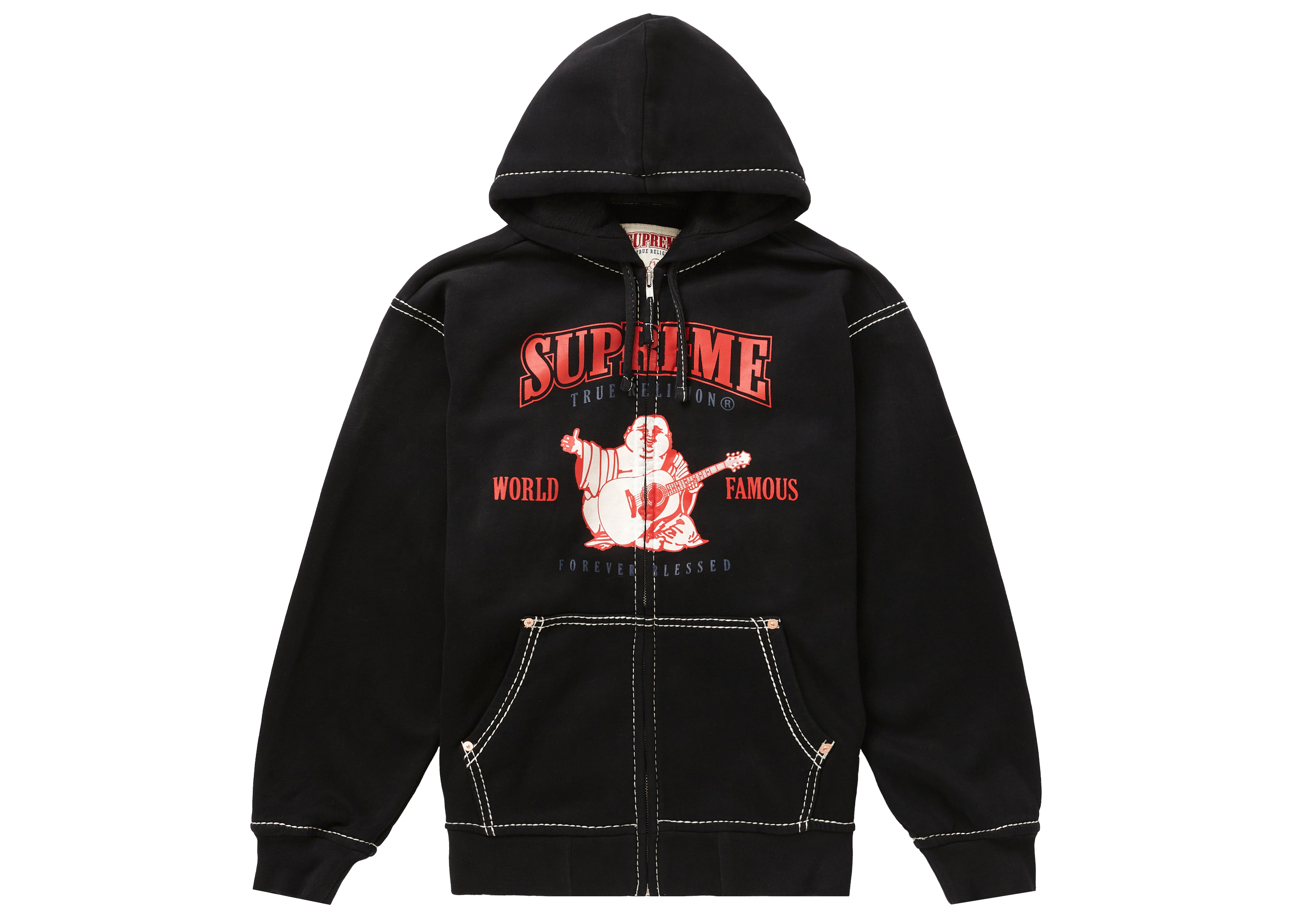 Supreme True Religion Zip Up Hooded Sweatshirt (FW22) Black Men's ...
