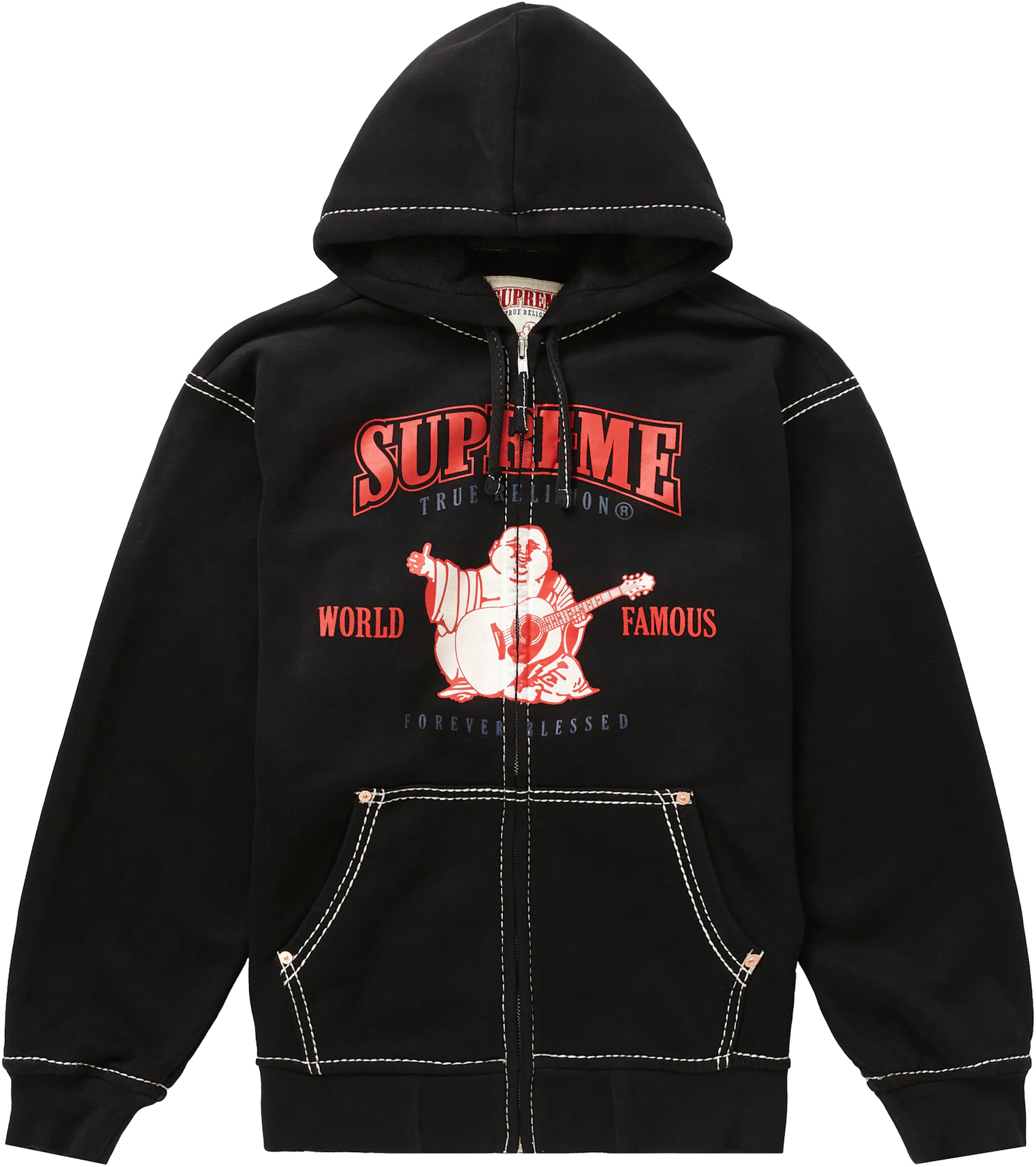 Supreme True Religion Zip Up Hooded Sweatshirt Black - FW21 - MX