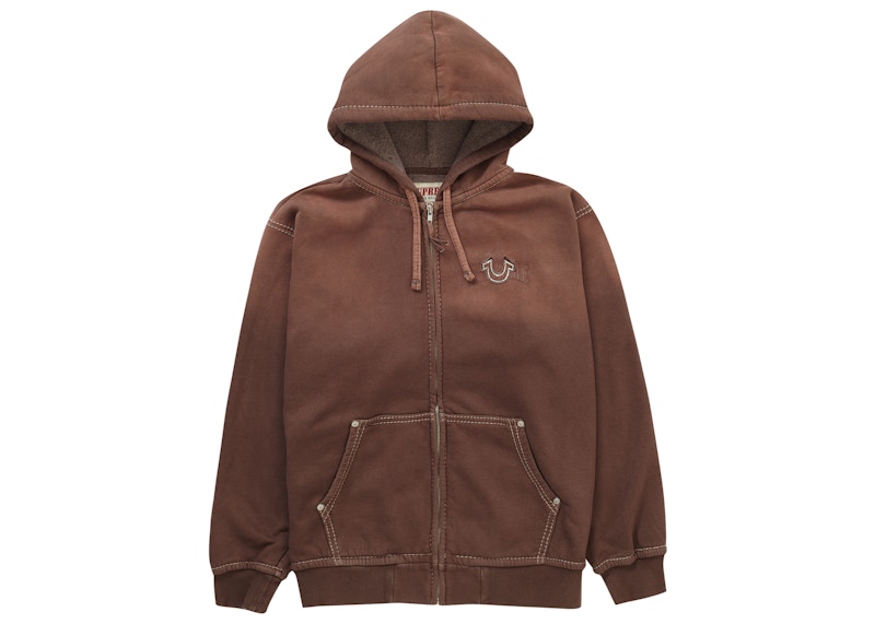 Supreme True Religion Zip Up Hooded Sweatshirt (FW22) Brown Men's