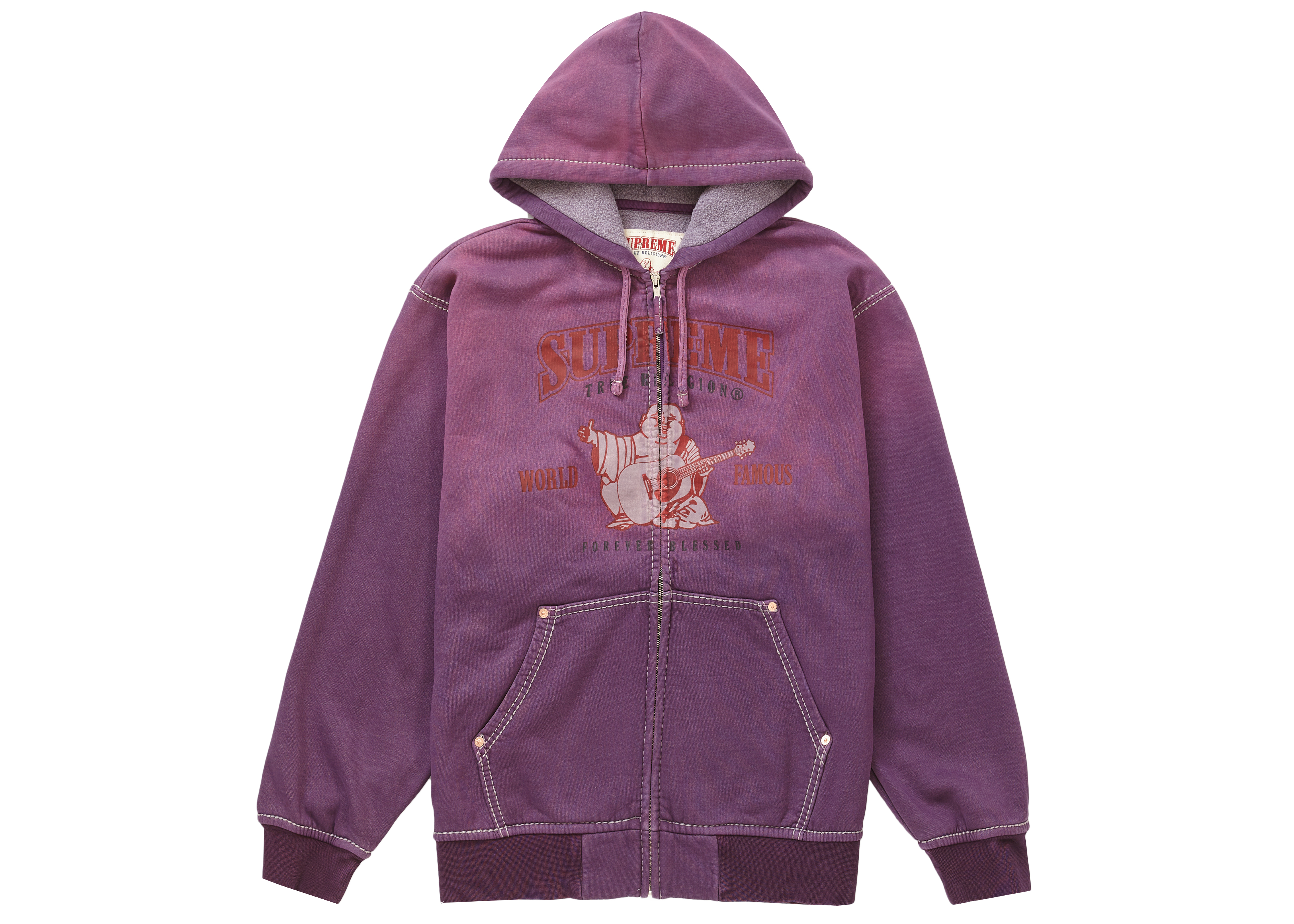 Supreme True Religion Zip Up Hooded Sweatshirt Purple Men's - FW21