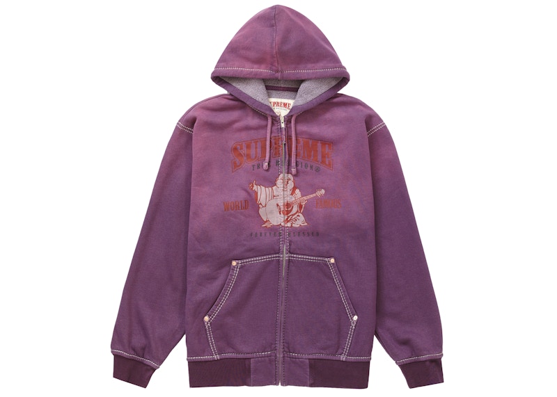 Supreme True Religion Zip Up Hooded Sweatshirt Purple Men's