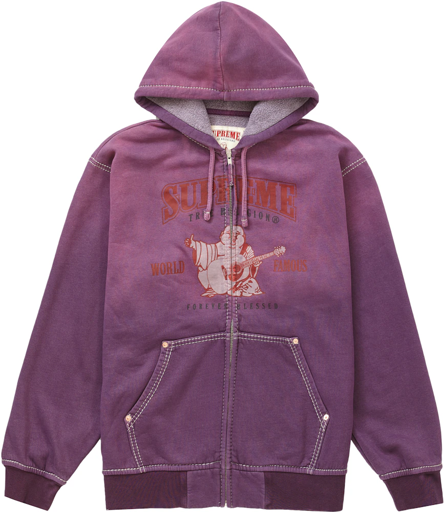 Supreme True Religion Zip Up Hooded Sweatshirt Purple Men's - FW21 - US