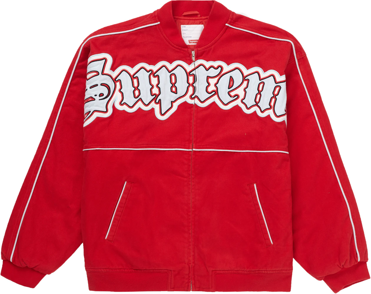 Supreme Twill Old English Varsity Jacket Red Men's - SS21 - US