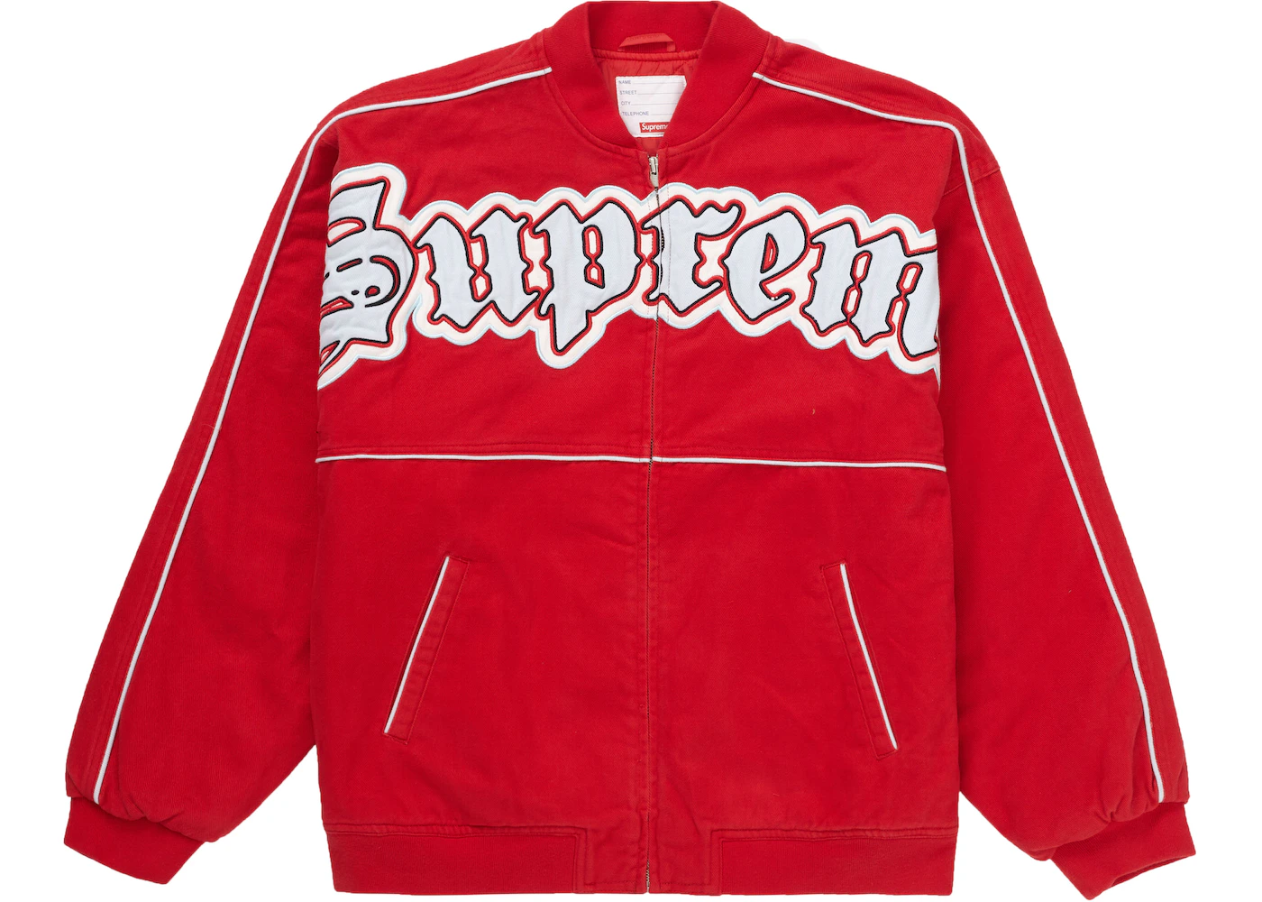 Supreme Twill Old English Varsity Jacket Red Men's - SS21 - US