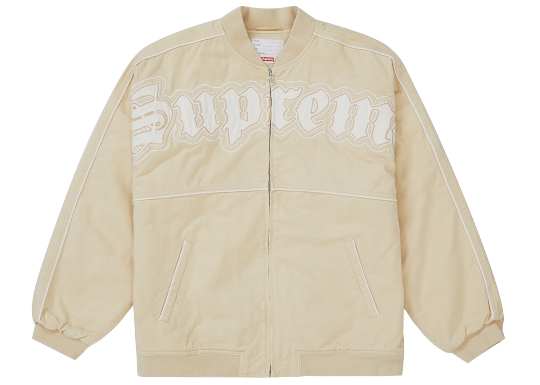 Pre-owned Supreme Twill Old English Varsity Jacket Tan