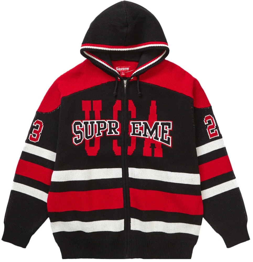 Supreme USA Zip Up Hooded Sweater Black Men's - FW23 - US