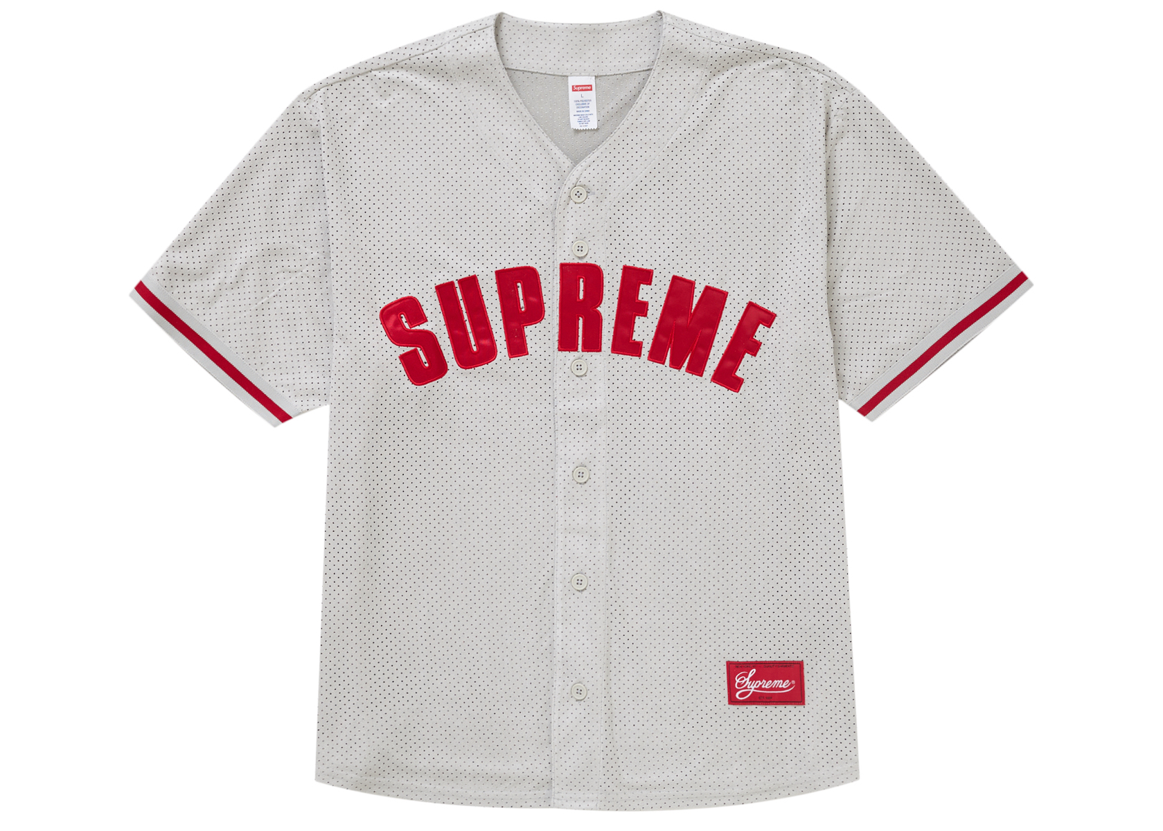 Supreme Ultrasuede Mesh Baseball Jersey Grey