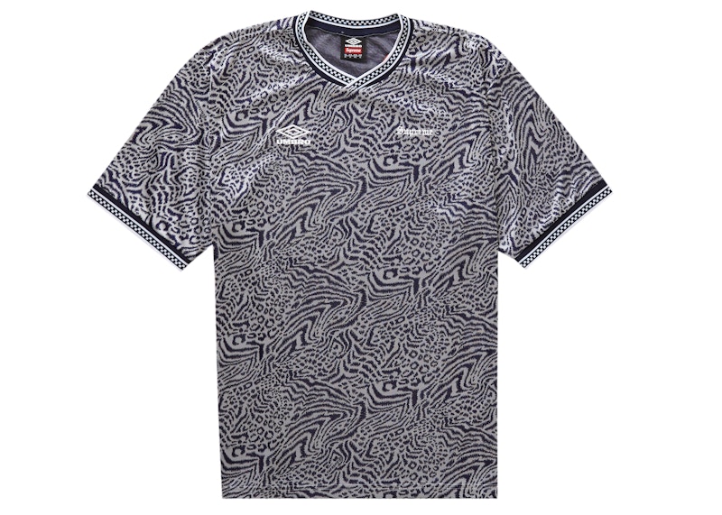 Supreme Umbro Jacquard Animal Print Soccer Jersey Navy Men's