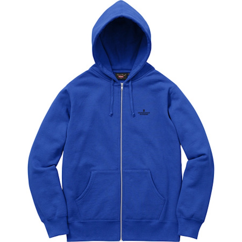 blue supreme zip up hoodie