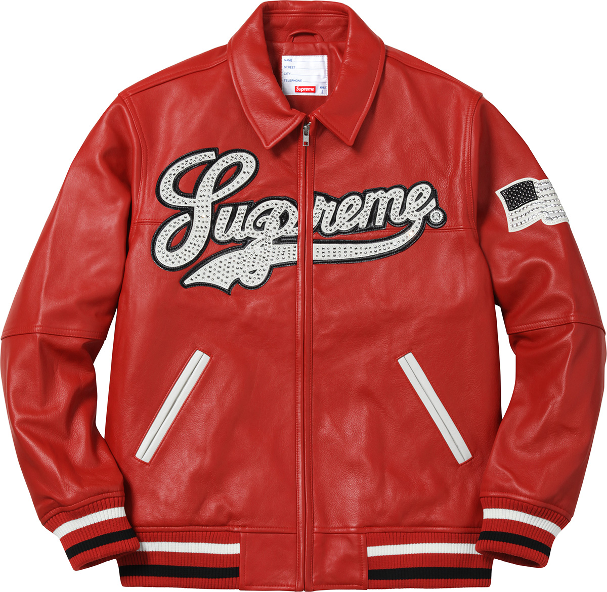 Supreme Uptown Studded Leather Varsity Jacket Red - SS16 - US