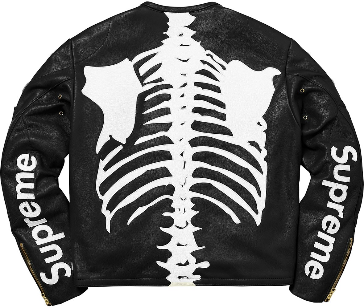 Supreme Vanson Leather Bones Jacket Black - FW17