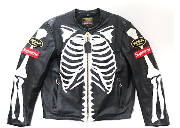 Supreme Vanson Leather Bones Jacket Black Fw17 Supreme Vanson Leather Bones Jacket Black Fw17