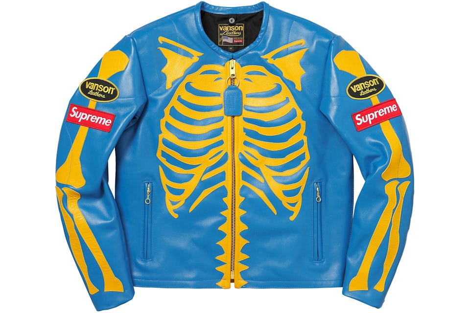 Blue and yellow supreme jacket Clearance