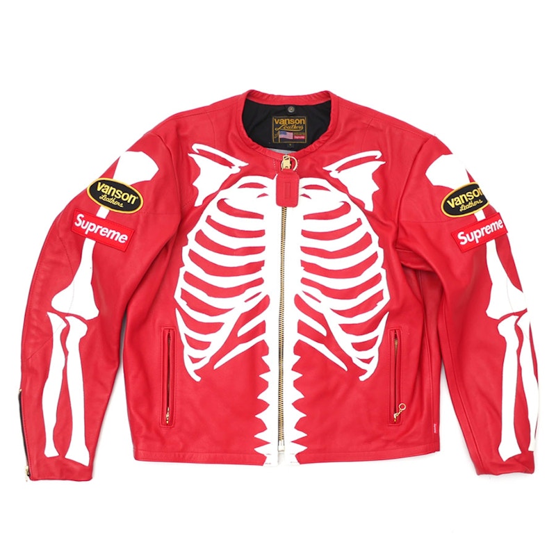 Supreme Vanson Leather Bones Jacket Red メンズ - FW17 - JP