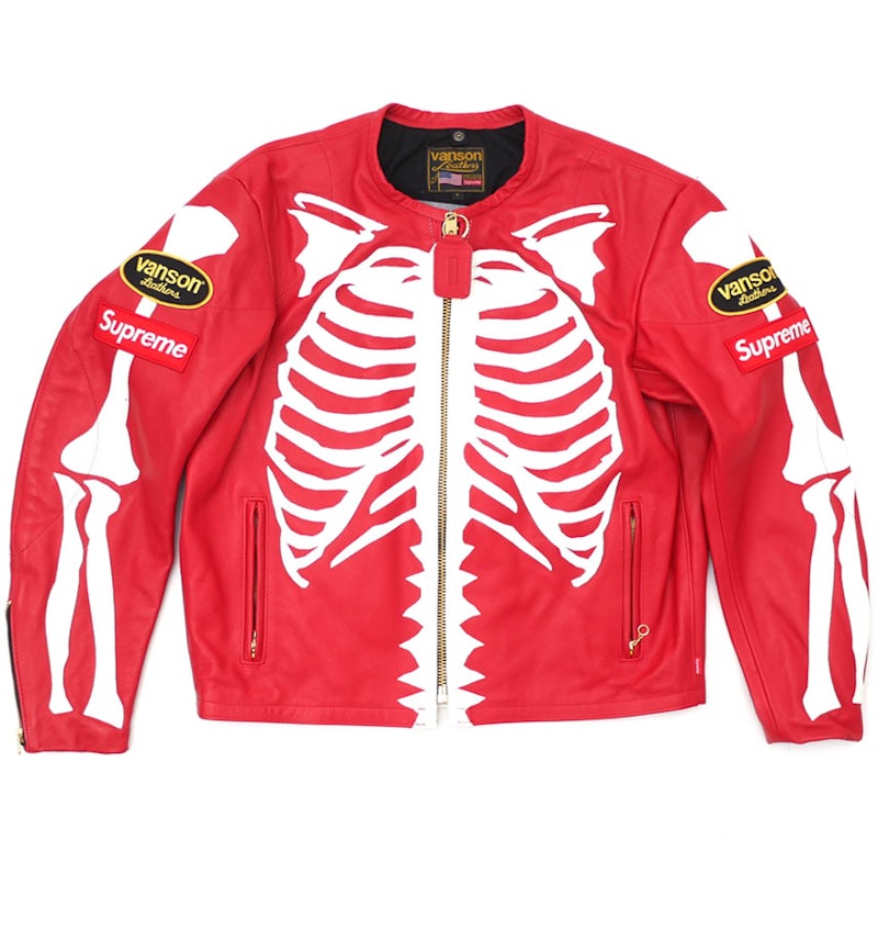 Supreme Vanson Leather Bones Jacket Red Men's FW17 US